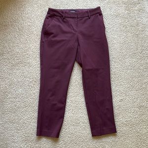 Express Burgundy Columnist Pant Mid Rise Ankle